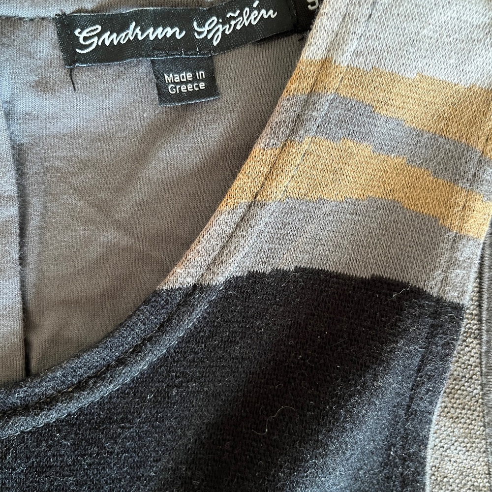 Gudrun Sjoden Abstract Stripe Cotton Knit Dress Back Buttons Front Pockets S - Picture 6 of 6